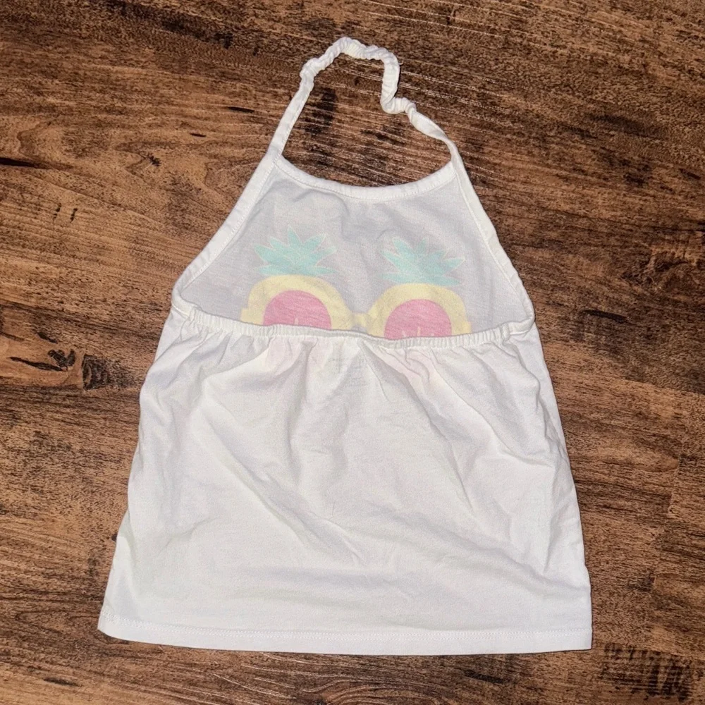 The Children's Place White Halter Top with Pineapple Design